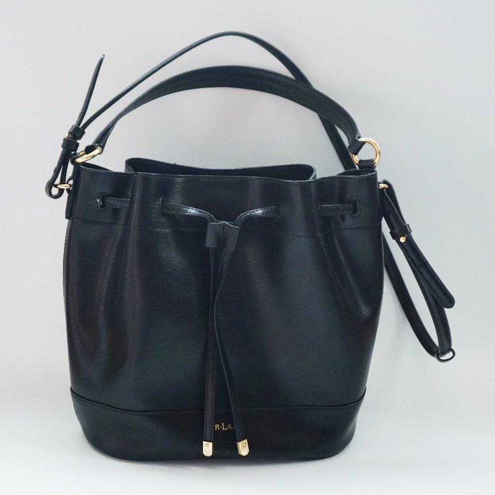 *SOLD* Lauren Ralph Lauren Tate Drawstring Bucket Bag Crossbody BLACK